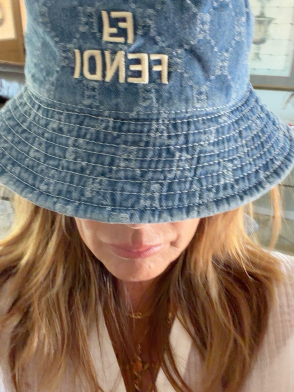Blue Denim Monogram Bucket Hat with Embroidered Logo small - Picture 8 of 8